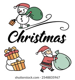 Colorful Christmas Elements for Festive Holiday Projects and Decorations