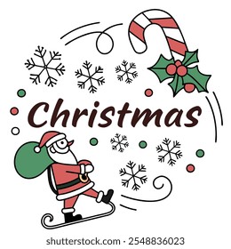 Colorful Christmas Elements for Festive Holiday Projects and Decorations
