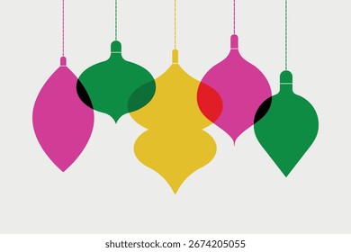 Colorful Christmas geometric background in risograph printing style. Modern vector background for design, banners, postcards, packaging.
