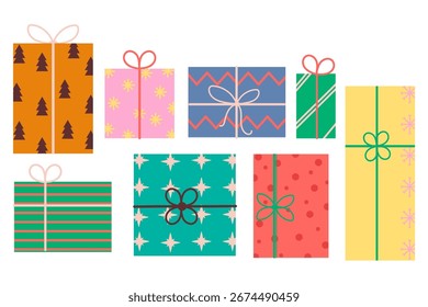 Coloridas cajas de regalo de Navidad colección de Vector