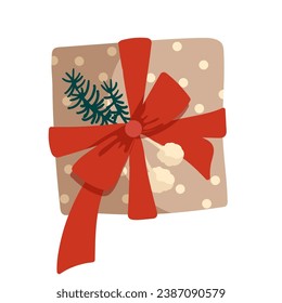 Colorful Christmas gift in festive packaging. Vector graphics.