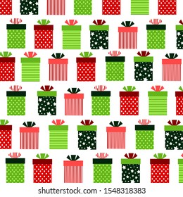 Colorful christmas gifts pattern. Vector illustration