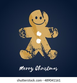 Colorful christmas gingerbread man cookie icon. Hand drawn paint brush vector illustration. Good for christmas new year design