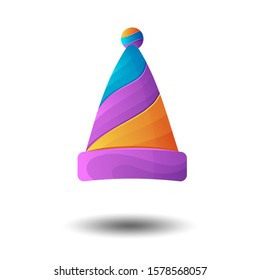 Colorful Christmas Hat Logo Design Template. Santa Claus Custom Vector Illustration Symbol Icon