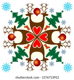 Colorful Christmas Holiday Mandala Illustration. Vector christmas illustration for digital print, textile, laser and plotter cutting or web works.