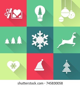 Colorful Christmas icons . Banner. Vector image.