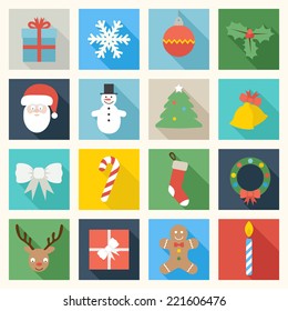 Colorful Christmas Icons Set - Vector EPS10