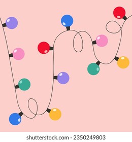 Colorful Christmas light background in flat style