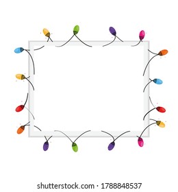 Colorful Christmas Light Bulb blank frame vector background