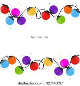Colorful Christmas light bulb happy new year greeting card vector