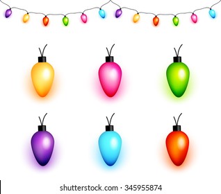 Colorful Christmas Light Bulbs Vector