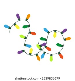 Colorful Christmas light and decoration illustrations. New Year party elements