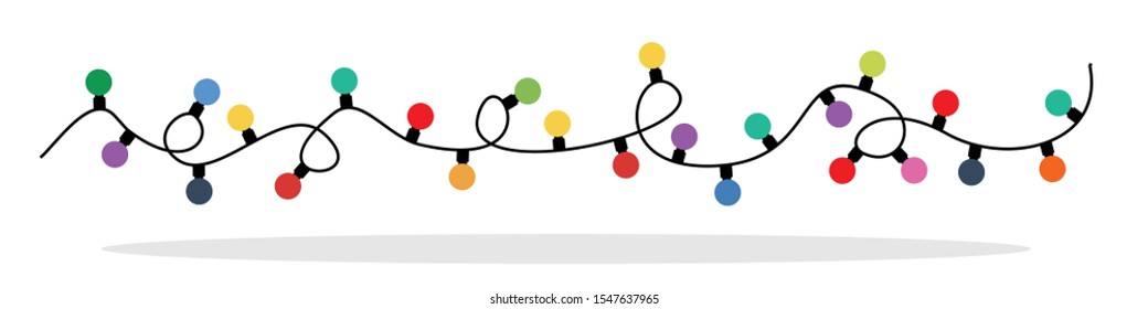 Colorful Christmas lights in flat style. Christmas spirit. Vector Illustration EPS 10.