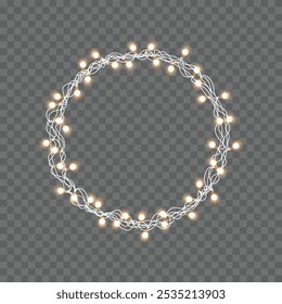 Colorful Christmas Lights Garland Circle for Holiday Decoration Vector illustration