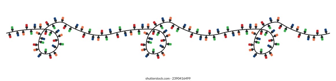 Colorful Christmas lights on white background