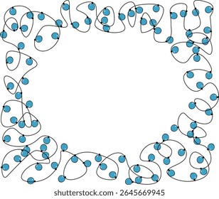 Colorful christmas lights  oval in rectangle Frame template. Vector graphic line ink illustration. design for fashion graphics, textile prints, fabrics, wallpapers.
