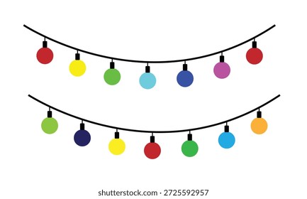 Colorful Christmas lights string background