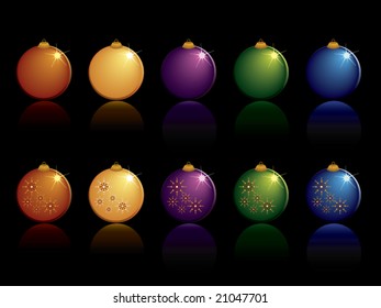 Colorful Christmas ornament elements.