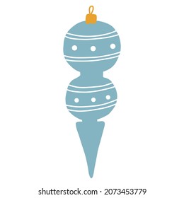 Colorful Christmas ornament in hand drawn style. Vector illustration of decorations for the Christmas tree