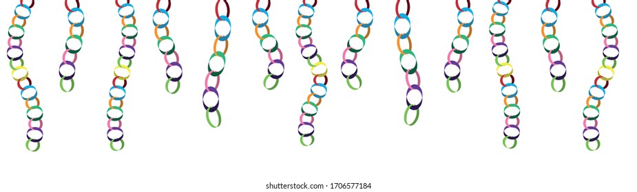 Colorful Christmas Paper Chain Hanging Decoration Vector Illustration Isolated On White Background