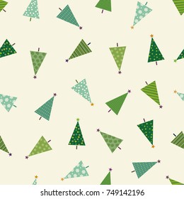 Colorful Christmas pattern with Christmas trees