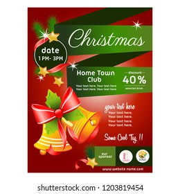 colorful christmas poster with bell decoration