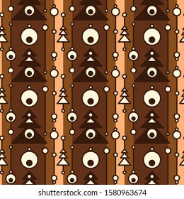 Colorful christmas seamless pattern. Repeated flat Xmas symbols. Simple vector composition for textile, wallpaper, wrapping paper, prints, fabric, web background or another accent etc.