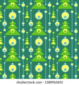 Colorful christmas seamless pattern. Repeated flat Xmas symbols. Simple vector composition for textile, wallpaper, wrapping paper, prints, fabric, web background or another accent etc.