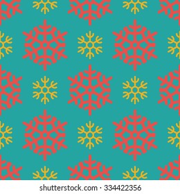 Colorful Christmas Seamless Pattern with Snowflakes Vector illustration
