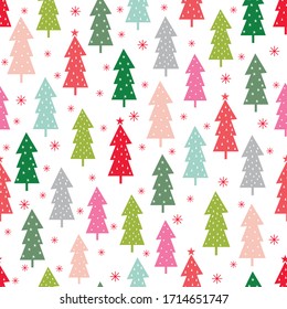 colorful christmas seamless pattern with christmas tree design