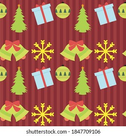 colorful christmas seamless pattern with christmas tree design