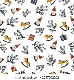 Colorful Christmas Seamless Pattern.Vector Illustration