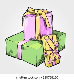 Colorful Christmas sketch with gifts
(black and white version is in portfolio)