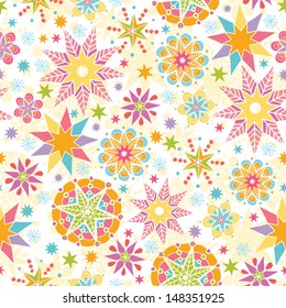Colorful Christmas Stars Seamless Pattern Background