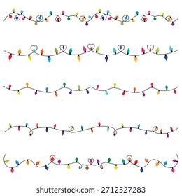 Clipart de borde de luces de cadena de Navidades coloridas