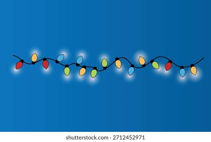 Ilustración vectorial de luces de cadena de Navidades coloridas.
