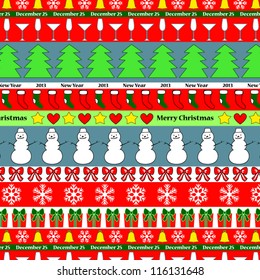 Colorful christmas striped seamless background, vector