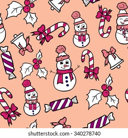 Colorful christmas texture; vector seamless pattern