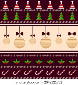 Colorful Christmas Theme Seamless Pattern Background.