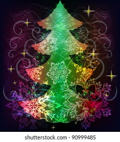Colorful Christmas tree background.
