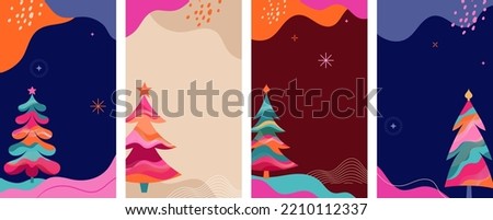 Colorful Christmas Tree Backgrounds for Social Media Stories and Packaging Design