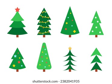 Colorful Christmas tree collection. Fir tree set for holiday cards design