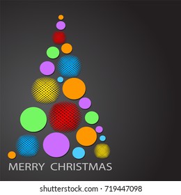 Colorful Christmas Tree with Decor Balls for your Merry Christmas Party Invitation Design, stock vector illustration