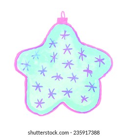 Colorful Christmas Tree decoration, hand drawn with watercolors