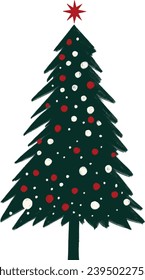 Colorful Christmas tree hand drawn  isolated  on white background vector illustration 