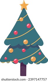 Colorful Christmas tree hand drawn  isolated  on white background vector illustration 