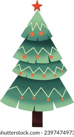 Colorful Christmas tree hand drawn  isolated  on white background vector illustration 