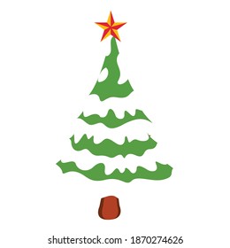 Colorful christmas tree icon. A Christmas tree is a decorated tree, usually an evergreen conifer, such as a spruce, pine, or fir, or an artificial tree of similar appearance.