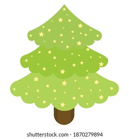 Colorful christmas tree icon. A Christmas tree is a decorated tree, usually an evergreen conifer, such as a spruce, pine, or fir, or an artificial tree of similar appearance.