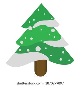 Colorful christmas tree icon. A Christmas tree is a decorated tree, usually an evergreen conifer, such as a spruce, pine, or fir, or an artificial tree of similar appearance.